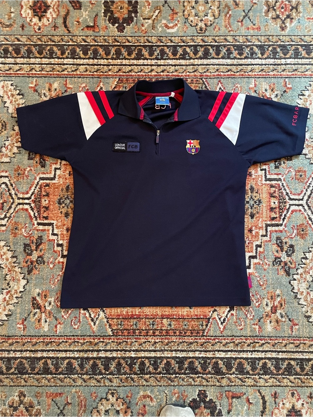 Vintage 2000s FC Barcelona 1/4 zip polo